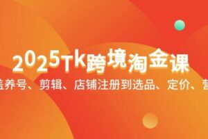 （14638期）2025Tk跨境淘金课：涵盖养号、剪辑、店铺注册到选品、定价、营销等